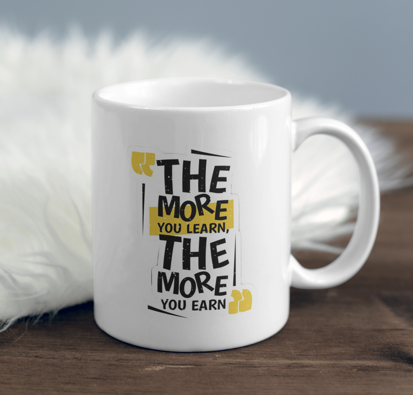 Fuel Your Ambition with Our Motivational Mug! ☕ "The More You Learn, The More You Earn" - 11oz Premium Mug with Gift Box 🎁 | Double-Sided Print | Available in All Colors! 🌈